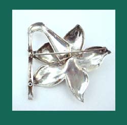 Large Sterling Silver Flower Pin Signature