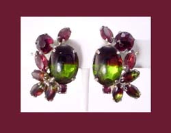 Amethyst and Peridot Rhinestone Earrings
