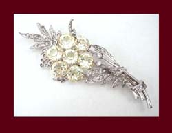 Light Yellow Dentelle Rhinestone Flower Pin